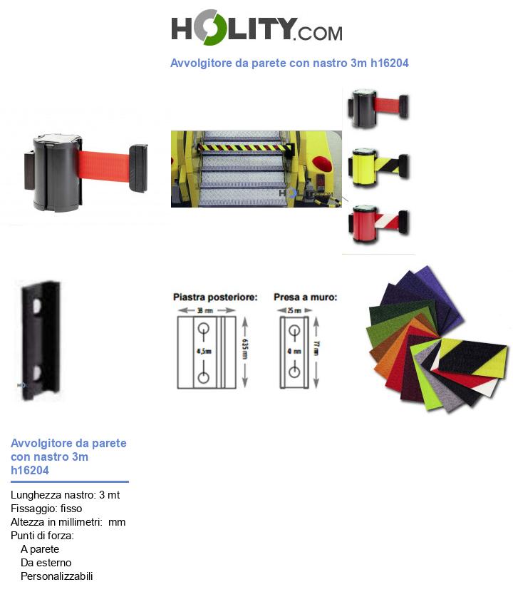Avvolgitore da parete con nastro 3m h16204