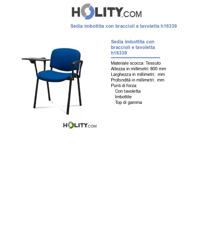 Sedia imbottita con braccioli e tavoletta h16339