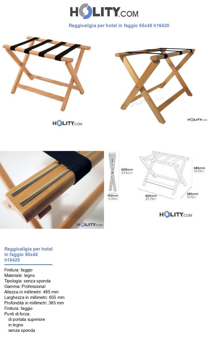 Reggivaligia per hotel in faggio 65x48 h16420