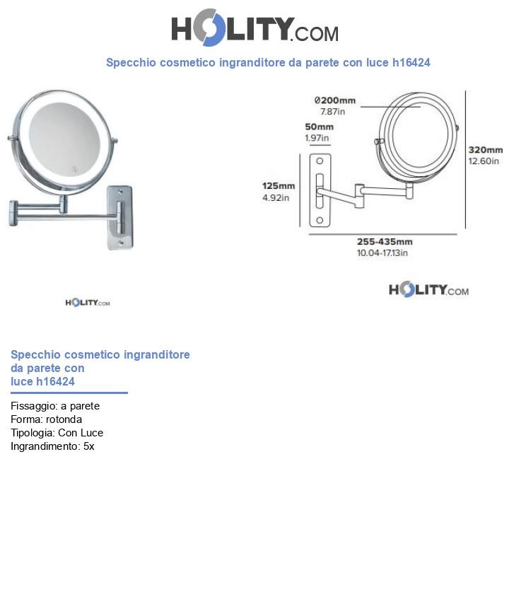 Specchio cosmetico ingranditore da parete con luce h16424
