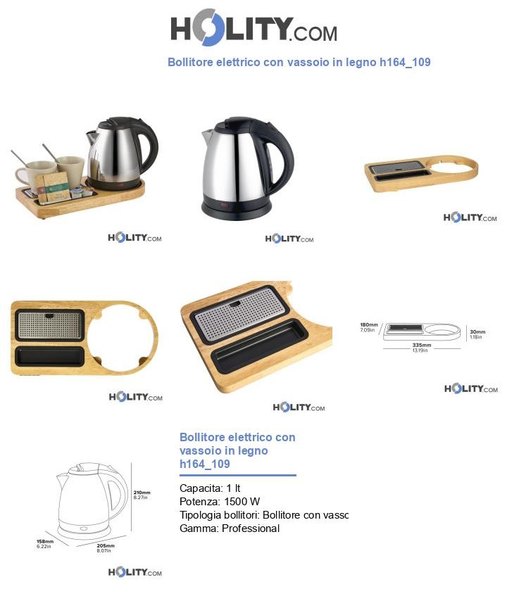 Bollitore elettrico con vassoio in legno h164_109