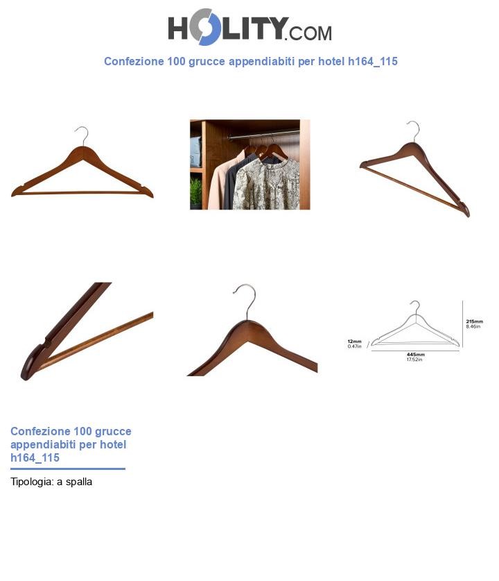 Confezione 100 grucce appendiabiti per hotel h164_115
