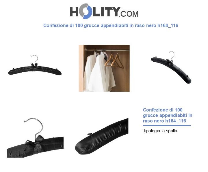 Confezione di 100 grucce appendiabiti in raso nero h164_116