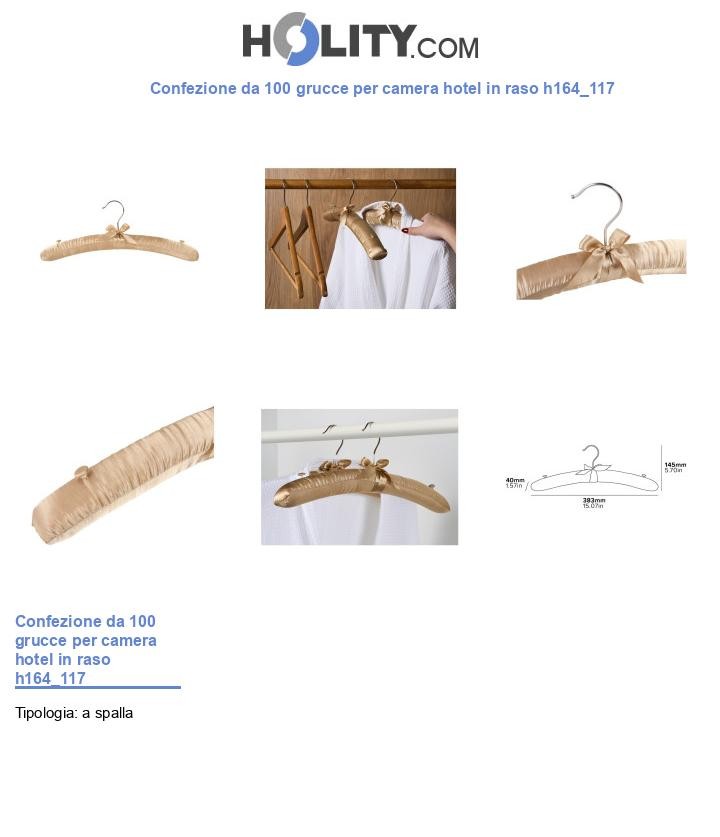 Confezione da 100 grucce per camera hotel in raso h164_117