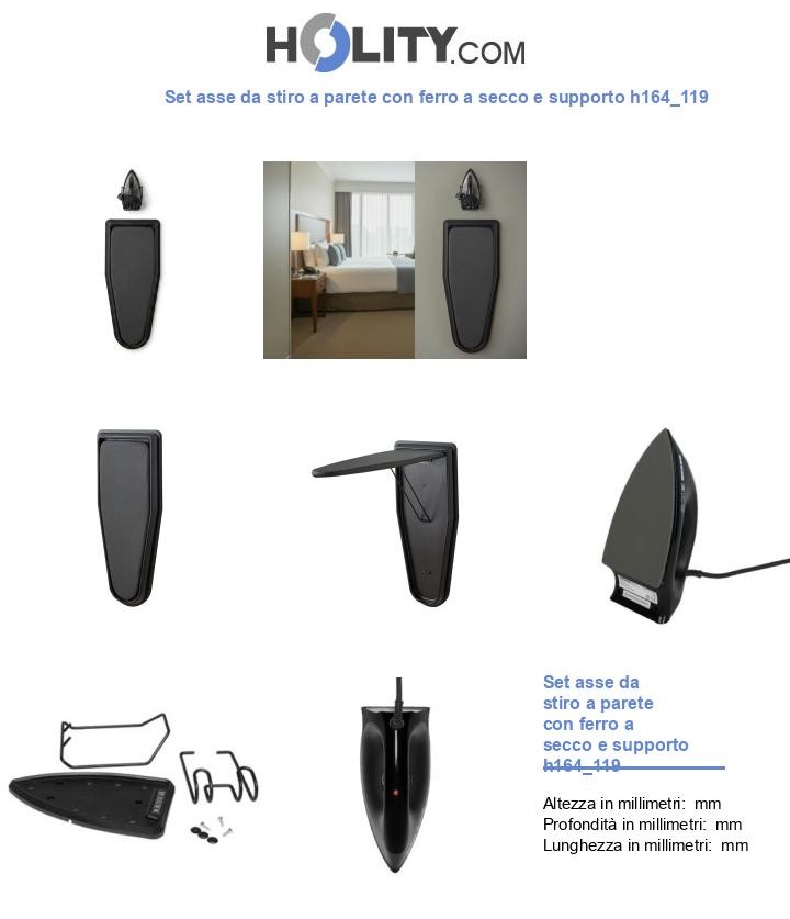 Set asse da stiro a parete con ferro a secco e supporto h164_119