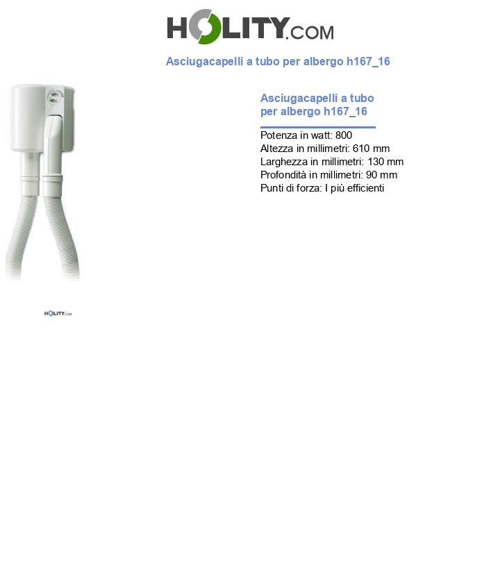 Asciugacapelli a tubo per albergo h167_16