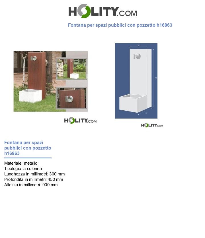 Fontana per spazi pubblici con pozzetto h16863