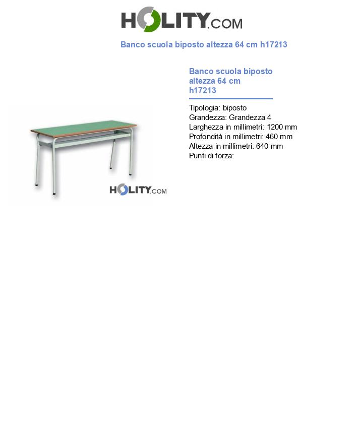 Banco scuola biposto altezza 64 cm h17213