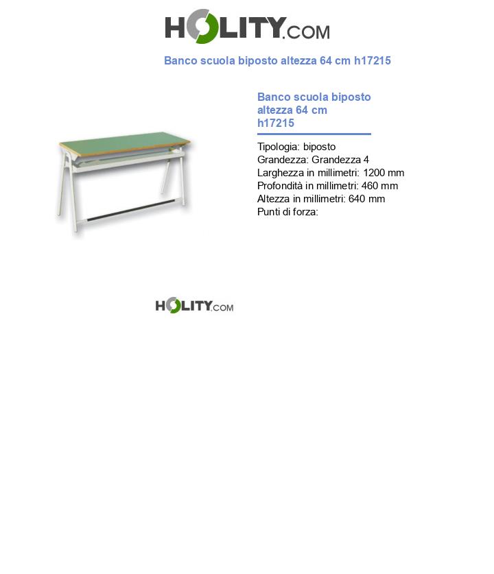 Banco scuola biposto altezza 64 cm h17215