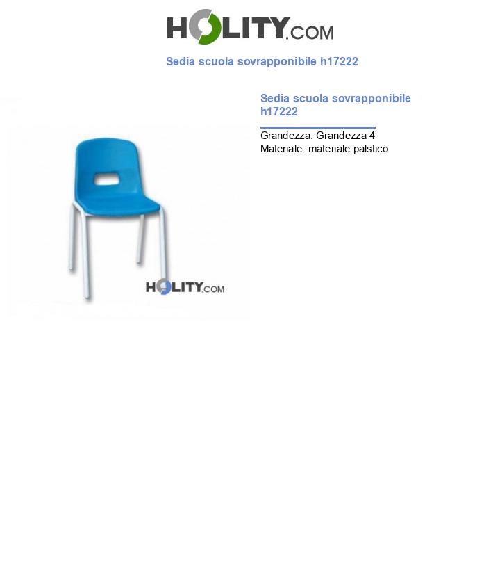Sedia scuola sovrapponibile altezza 38 cm h17222