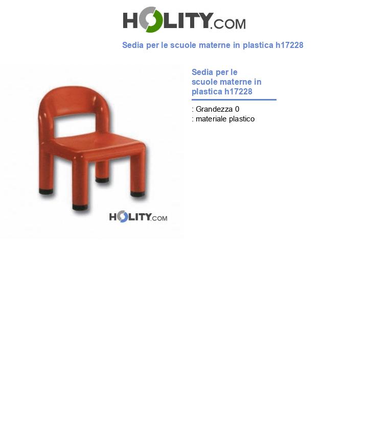 Sedia per le scuole materne in plastica h17228