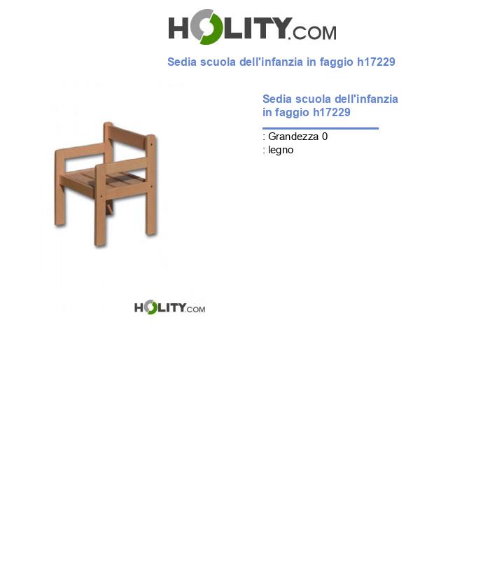 Sedia scuola dell'infanzia in faggio h17229