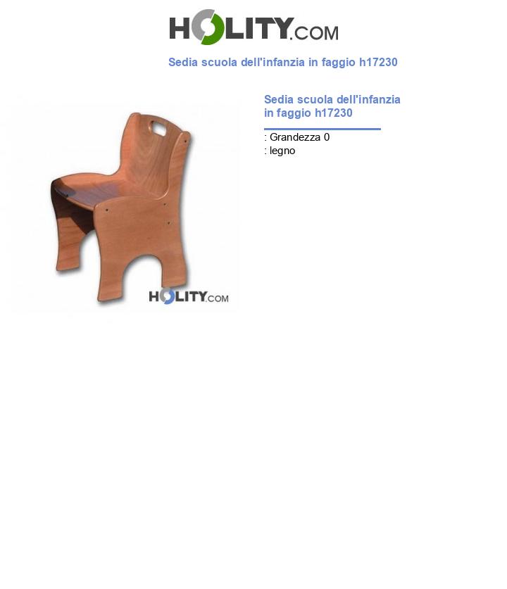 Sedia scuola dell'infanzia in faggio h17230