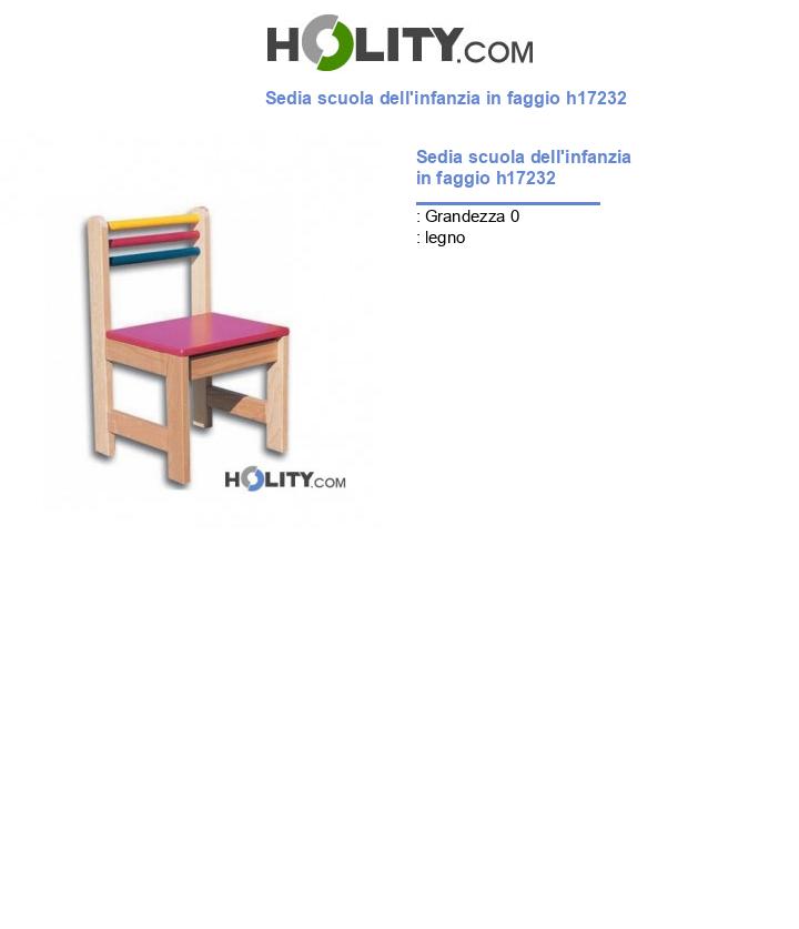 Sedia scuola dell'infanzia in faggio h17232
