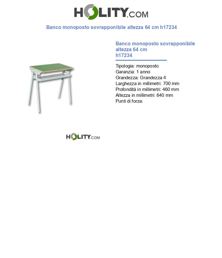 Banco monoposto sovrapponibile altezza 64 cm h17234