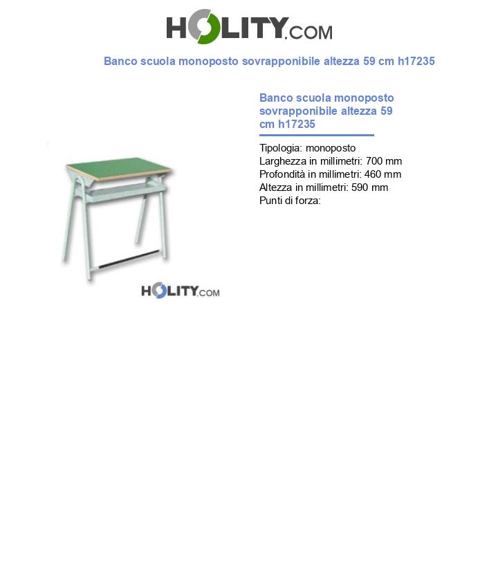 Banco scuola monoposto sovrapponibile altezza 59 cm h17235