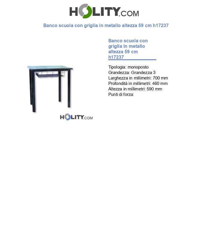 Banco scuola con griglia in metallo altezza 59 cm h17237