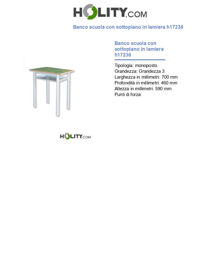 Banco scuola con sottopiano in lamiera h17238