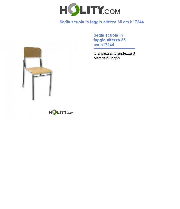 Sedia scuola in faggio altezza 35 cm h17244