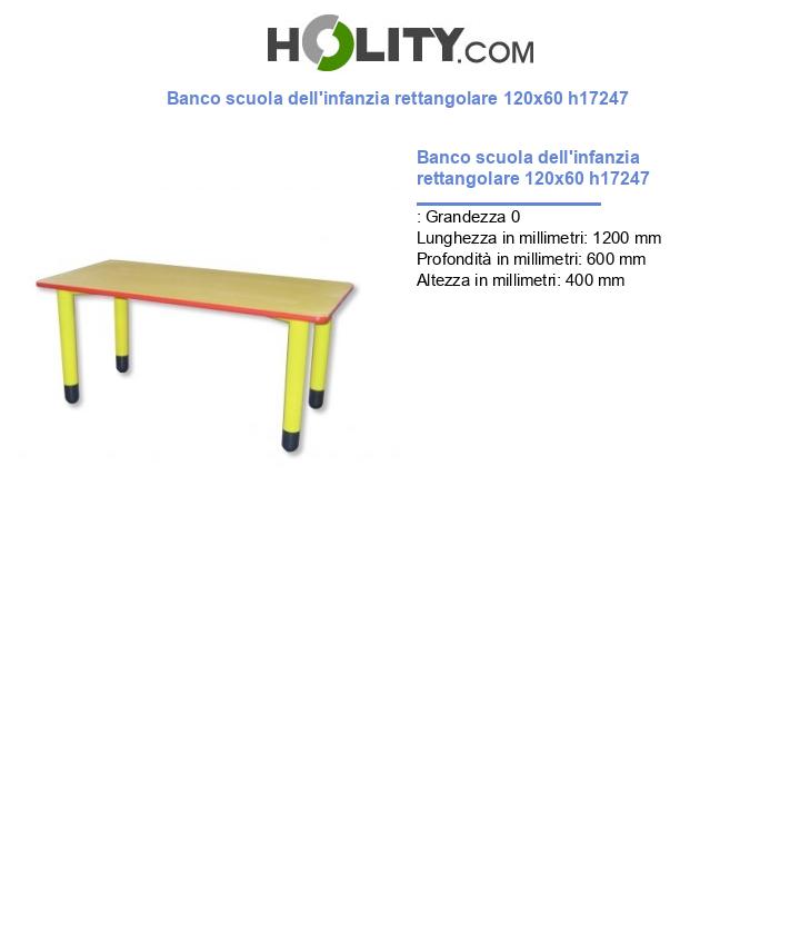 Banco scuola dell'infanzia rettangolare 120x60 h17247