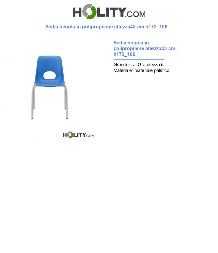 Sedia scuola in polipropilene altezza 43 cm h172_106