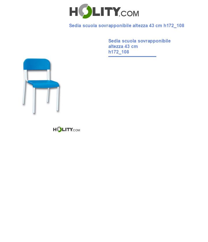 Sedia scuola sovrapponibile altezza 43 cm h172_108