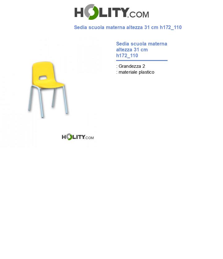 Sedia scuola materna altezza 31 cm h172_110