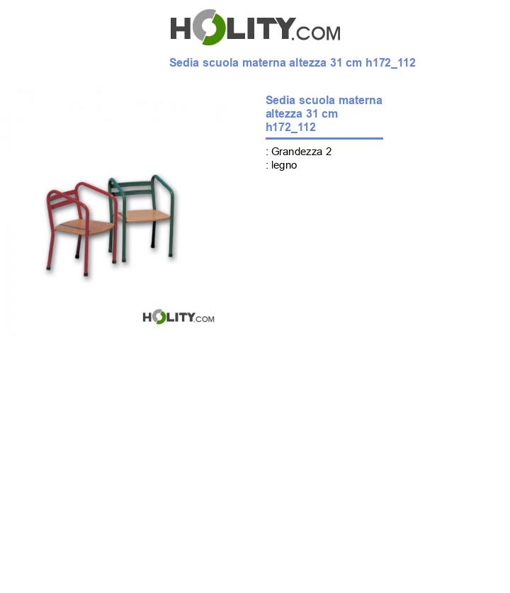 Sedia scuola materna altezza 31 cm h172_112
