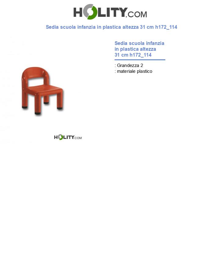 Sedia scuola infanzia in plastica altezza 31 cm h172_114