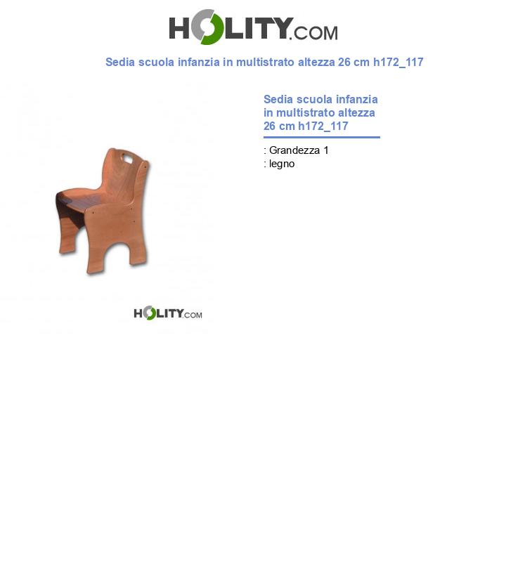 Sedia scuola infanzia in multistrato altezza 26 cm h172_117