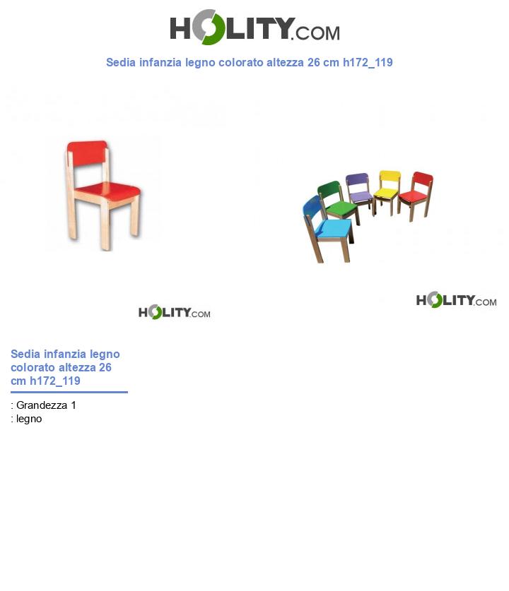 Sedia infanzia legno colorato altezza 26 cm h172_119