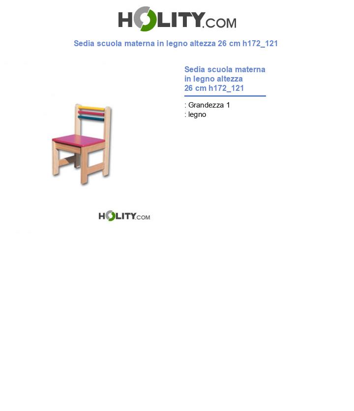 Sedia scuola materna in legno altezza 26 cm h172_121