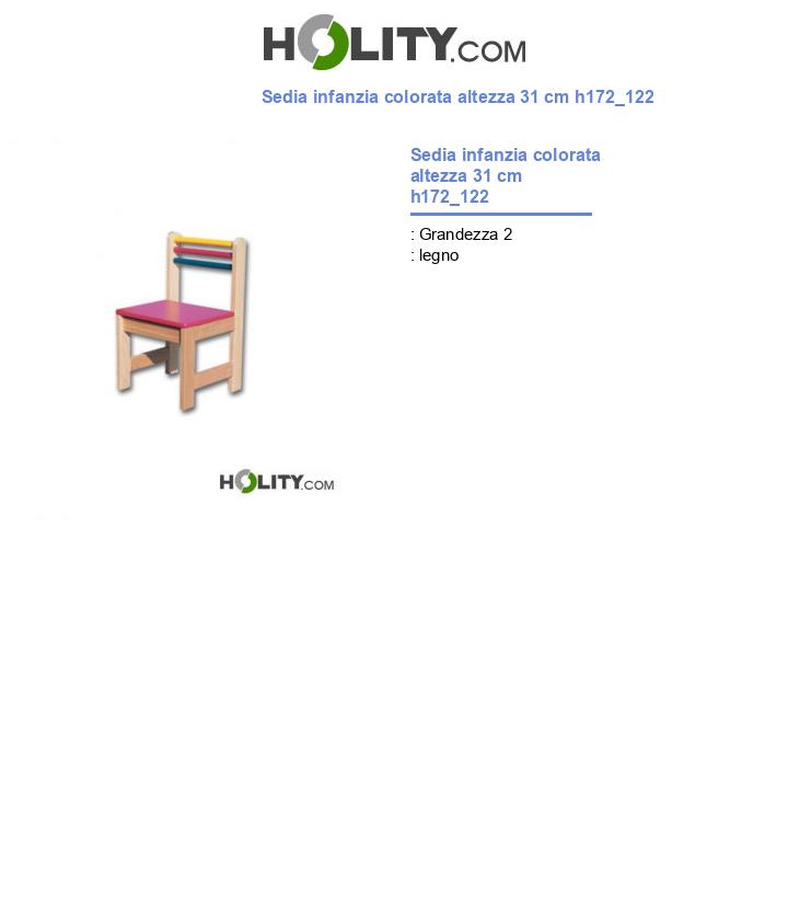 Sedia infanzia colorata altezza 31 cm h172_122