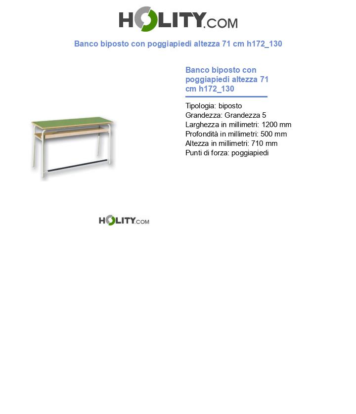 Banco biposto con poggiapiedi altezza 71 cm h172_130