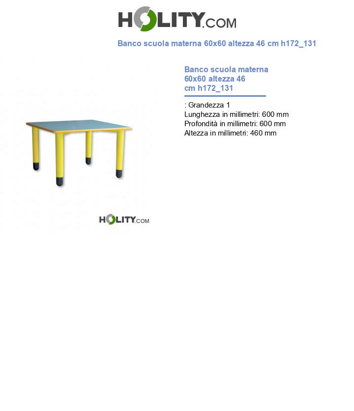 Banco scuola materna 60x60 altezza 46 cm h172_131