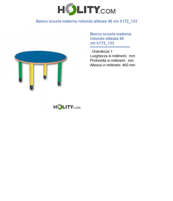 Banco scuola materna rotondo altezza 46 cm h172_133