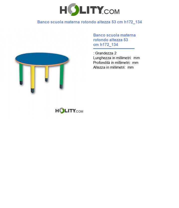 Banco scuola materna rotondo altezza 53 cm h172_134