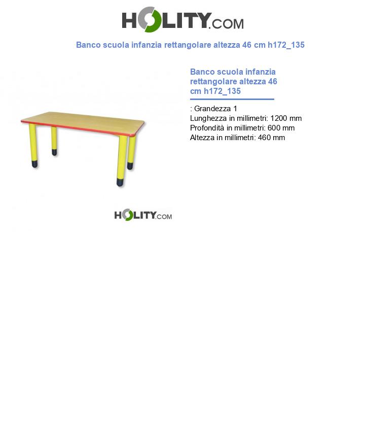 Banco scuola infanzia rettangolare altezza 46 cm h172_135