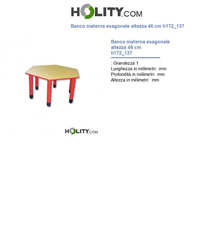Banco materna esagonale altezza 46 cm h172_137
