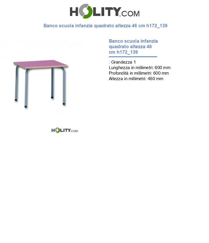 Banco scuola infanzia quadrato altezza 46 cm h172_139