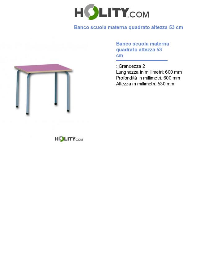 Banco scuola materna quadrato altezza 53 cm h172_140