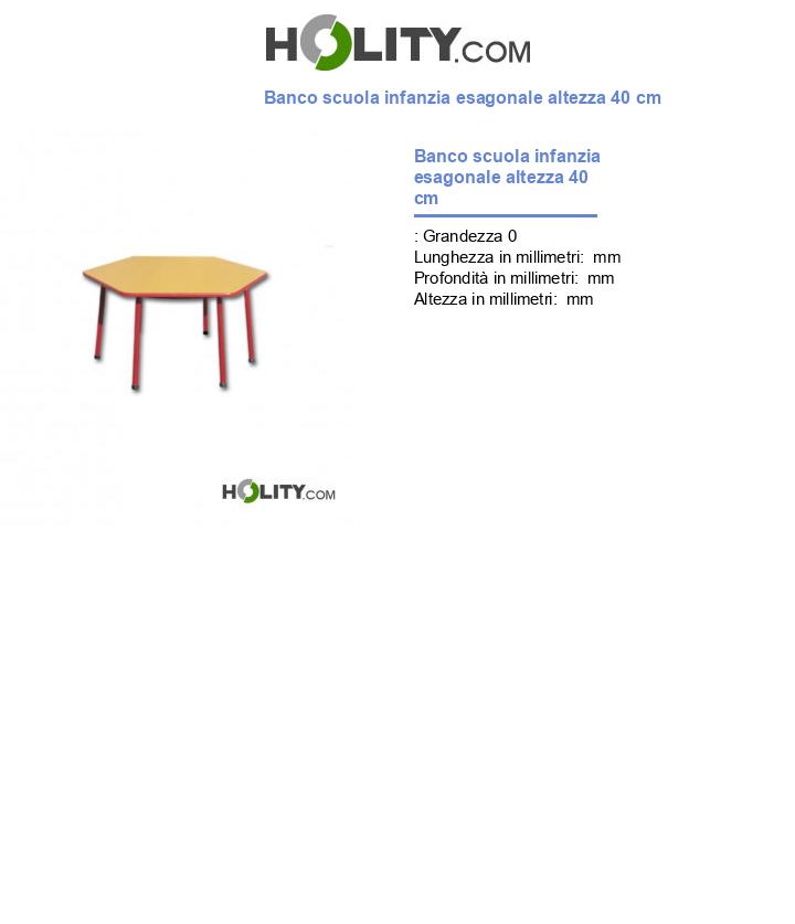 Banco scuola infanzia esagonale altezza 40 cm h172_147