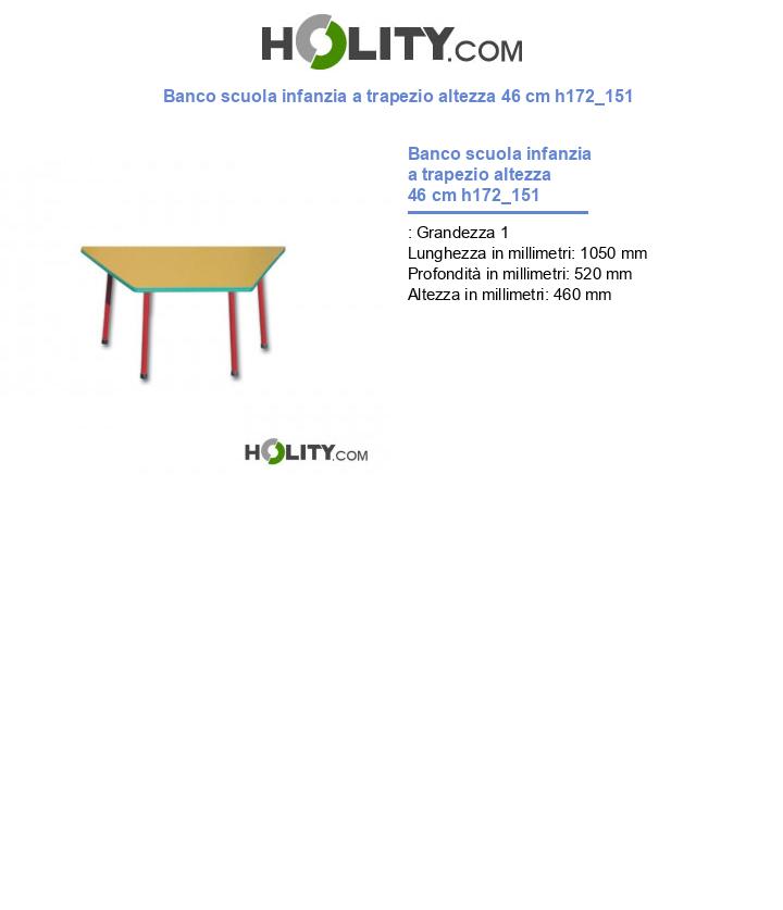 Banco scuola infanzia a trapezio altezza 46 cm h172_151