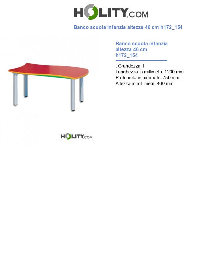 Banco scuola infanzia altezza 46 cm h172_154