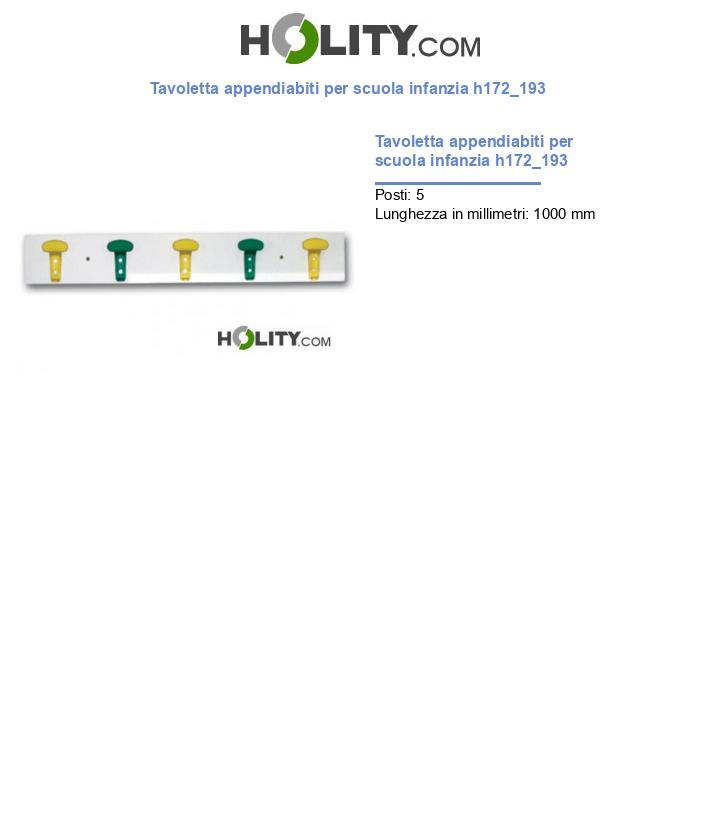 Tavoletta appendiabiti per scuola infanzia h172_193