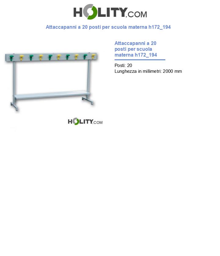 Attaccapanni a 20 posti per scuola materna h172_194