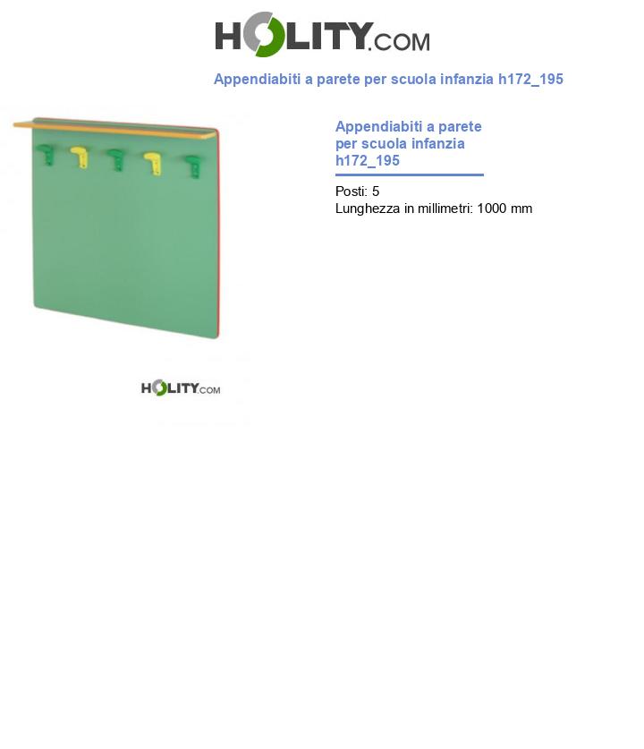 Appendiabiti a parete per scuola infanzia h172_195