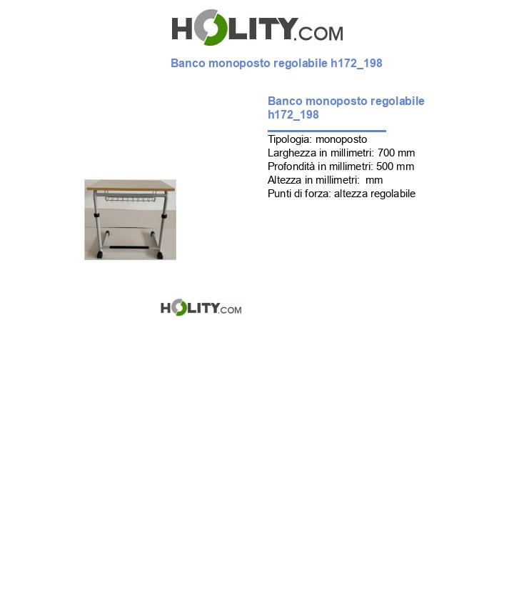 Banco monoposto regolabile h172_198