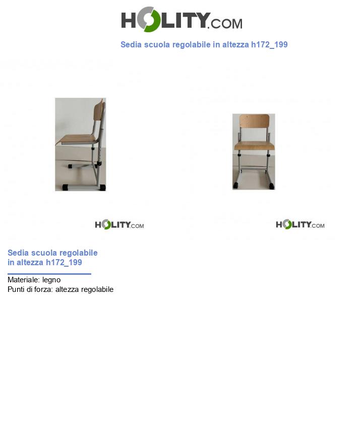 Sedia scuola regolabile in altezza h172_199