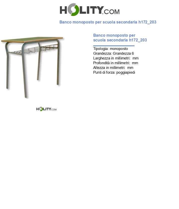 Banco monoposto per scuola secondaria h172_203